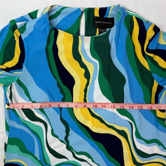 Donna Morgan Blue Riviera Swirl Maxi Dress Short Sleeve Size 10 - Picture 8 of 10